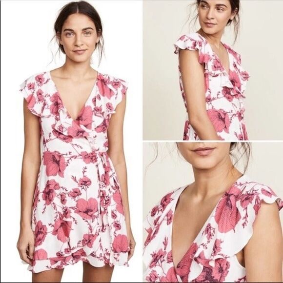 Free People French Quarter Floral Wrap Mini Dress Suze Small - Picture 12 of 12